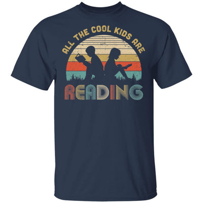 Vintage All The Cool Kids Are Reading Books Lovers Gifts-T-Shirt & Hoodie-Classic T-Shirt-Navy