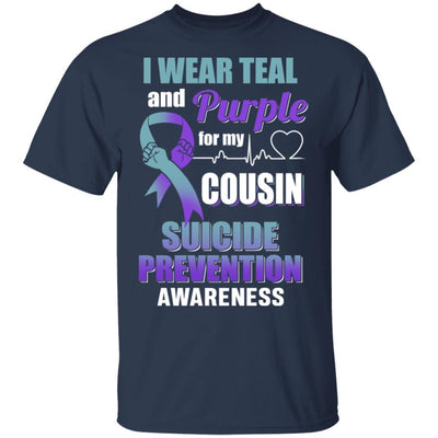 I Wear Teal And Purple For My Cousin Suicide Prevention-T-Shirt & Hoodie-Classic T-Shirt-Navy