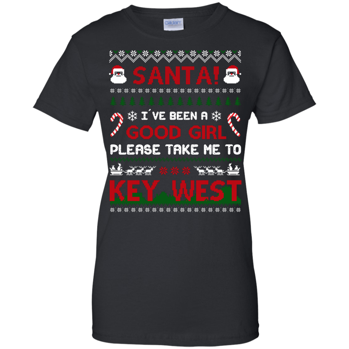 Santa I've Been A Good Girl Please Take Me To Key West-T-Shirt & Hoodie-Women's T-Shirt-Black