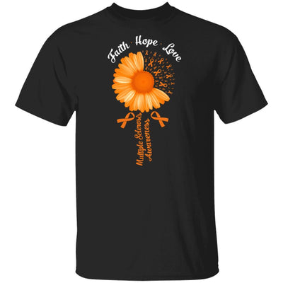 Faith Hope Love Orange Multiple Sclerosis Awareness-T-Shirt & Hoodie-Classic T-Shirt-Black