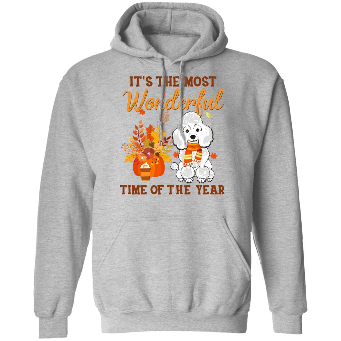 Poodle Autumn It's The Most Wonderful Time Of The Year-T-Shirt & Hoodie-Pullover Hoodie-Sport Grey