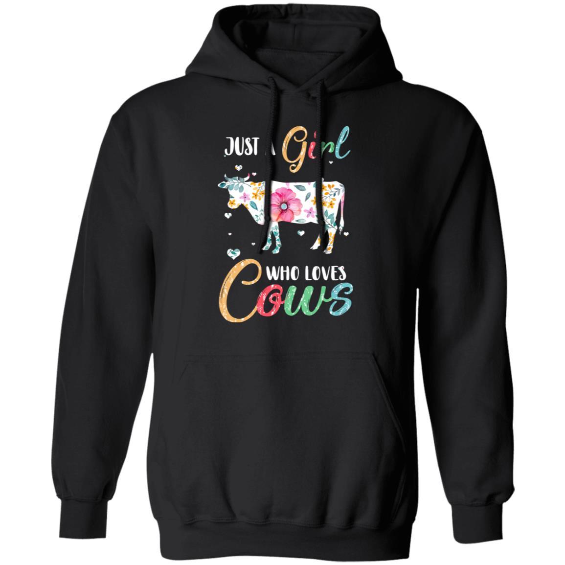 Just A Girl Who Loves Cows Cute Cow Lover-T-Shirt & Hoodie-Pullover Hoodie-Black