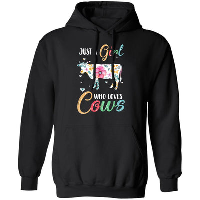Just A Girl Who Loves Cows Cute Cow Lover-T-Shirt & Hoodie-Pullover Hoodie-Black