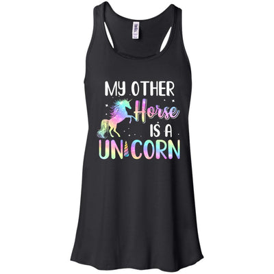 My Other Horse Is A Unicorn Lovers-T-Shirt & Tank Top-Women's Flowy Racerback Tank-Black
