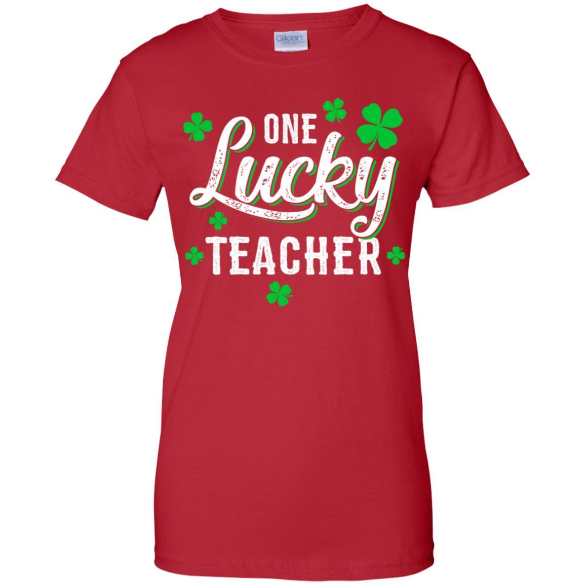One Lucky Teacher Irish Shamrocks Funny St Patrick Day-T-Shirt & Hoodie-Women's T-Shirt-Red