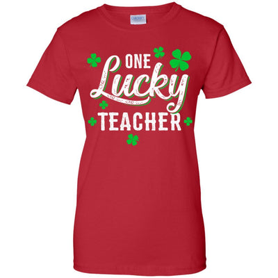 One Lucky Teacher Irish Shamrocks Funny St Patrick Day-T-Shirt & Hoodie-Women's T-Shirt-Red