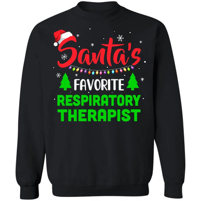 Santa's Favorite Respiratory Therapist Funny Christmas Xmas Gifts-T-Shirt & Sweatshirt-Crewneck Sweatshirt-Black