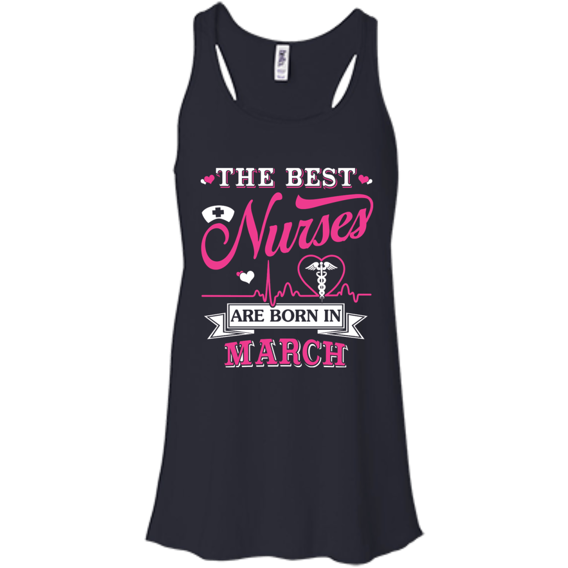 The Best Nurses Are Born In March-T-Shirt & Hoodie-Women's Flowy Racerback Tank-Midnight
