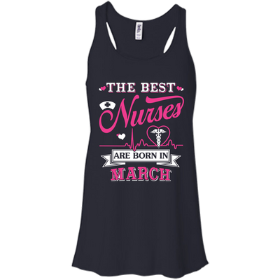 The Best Nurses Are Born In March-T-Shirt & Hoodie-Women's Flowy Racerback Tank-Midnight