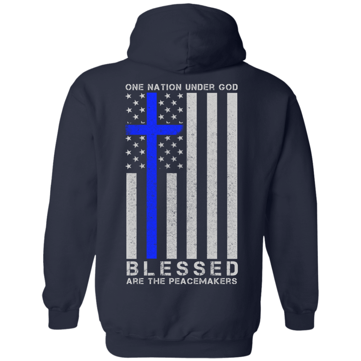 One Nation Under God Thin Blue Line-T-Shirt & Hoodie-Pullover Hoodie-Navy