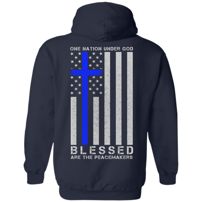 One Nation Under God Thin Blue Line-T-Shirt & Hoodie-Pullover Hoodie-Navy