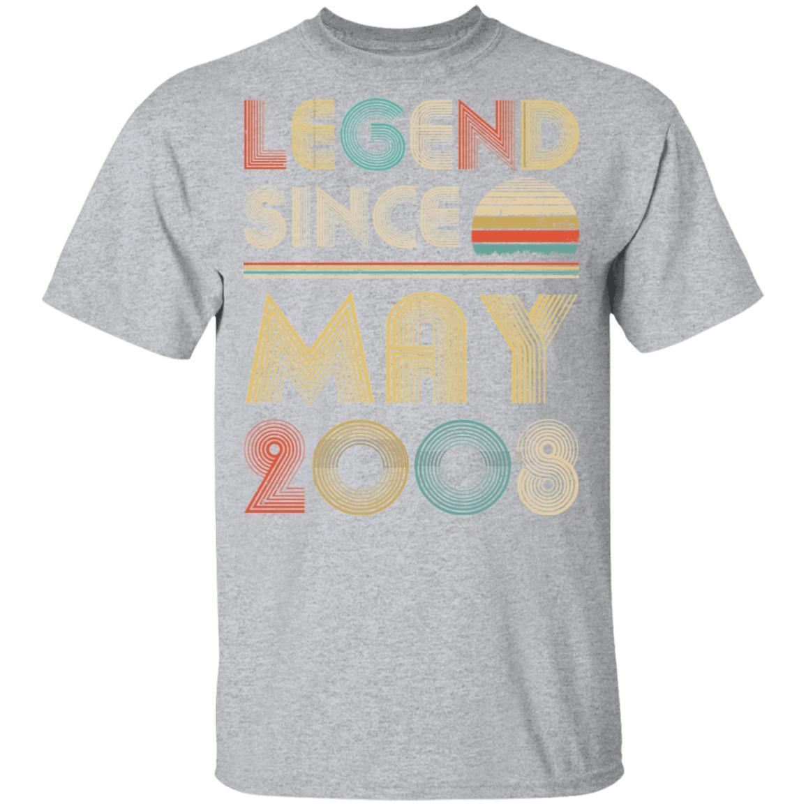 Legend Since May 2008 Vintage 13th Birthday Gifts Youth-Youth Shirt-Youth T-Shirt-Sport Grey