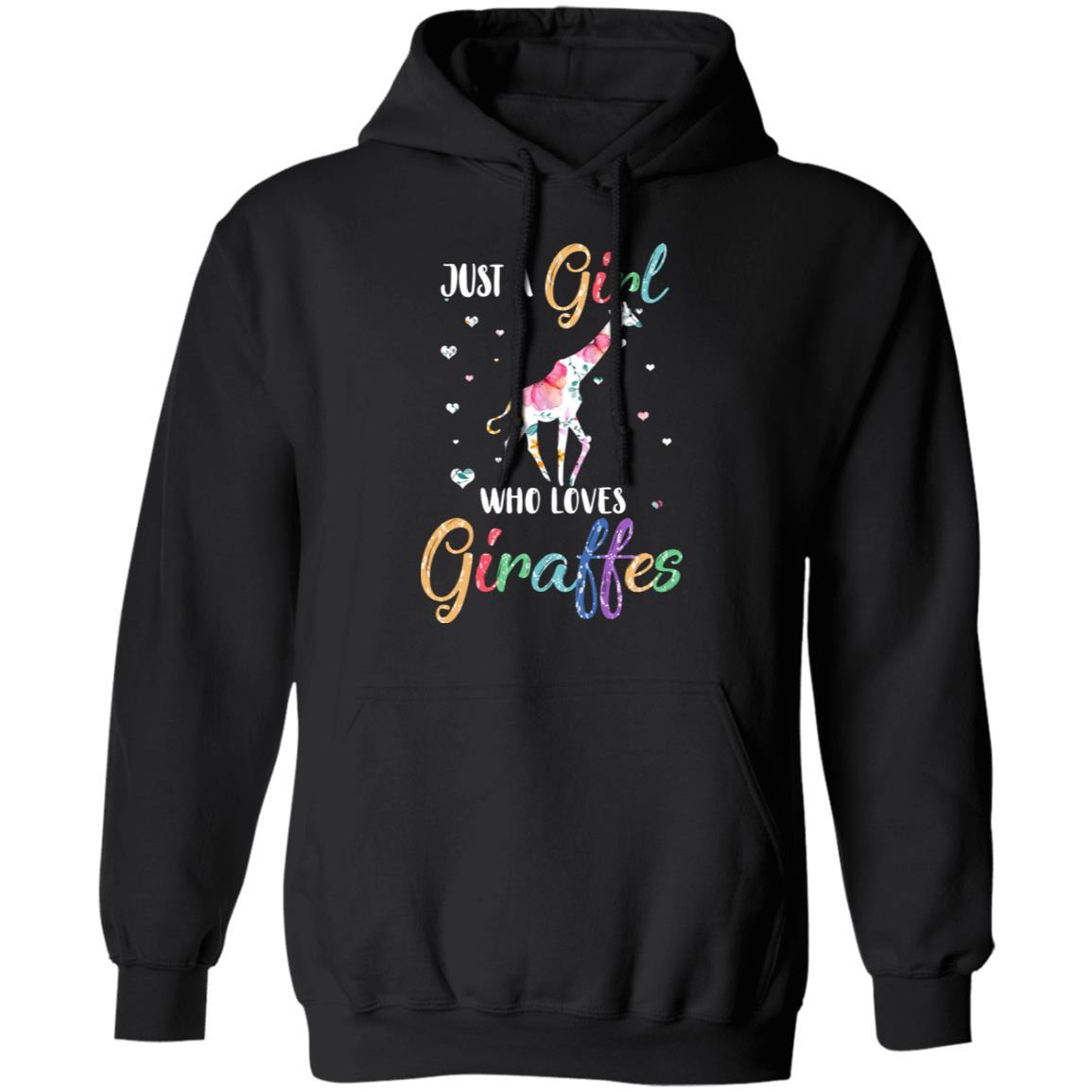 Just A Girl Who Loves Giraffes Cute Giraffe Lover-T-Shirt & Hoodie-Pullover Hoodie-Black