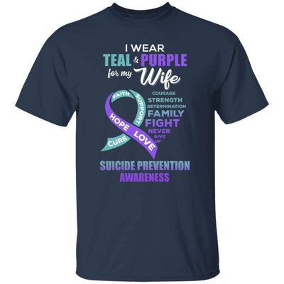 Suicide Prevention I Wear Teal And Purple For My Wife-T-Shirt & Hoodie-Classic T-Shirt-Navy