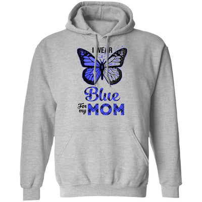 I Wear Blue For My Mom Butterfly Colon Prostate Cancer-T-Shirt & Hoodie-Pullover Hoodie-Sport Grey