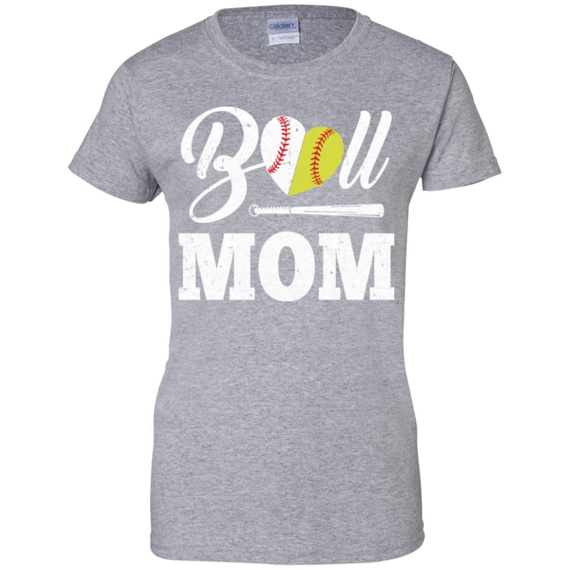 Funny Ball Mom Softball Baseball Mothers Day Gifts-T-Shirt & Tank Top-Women's T-Shirt-Sport Grey
