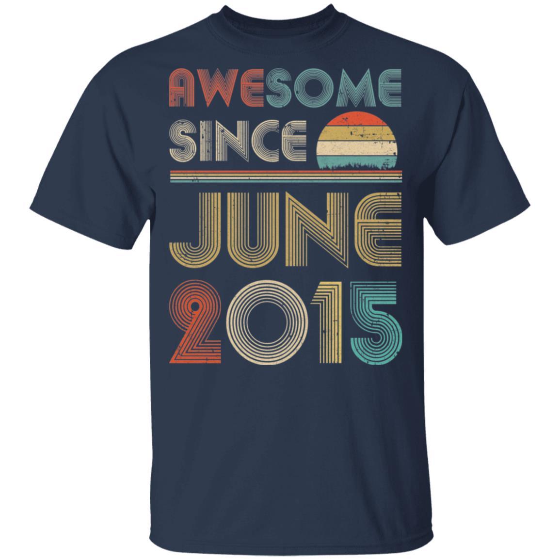 Awesome Since June 2015 Vintage 6th Birthday Gifts Youth-Youth Shirt-Youth T-Shirt-Navy
