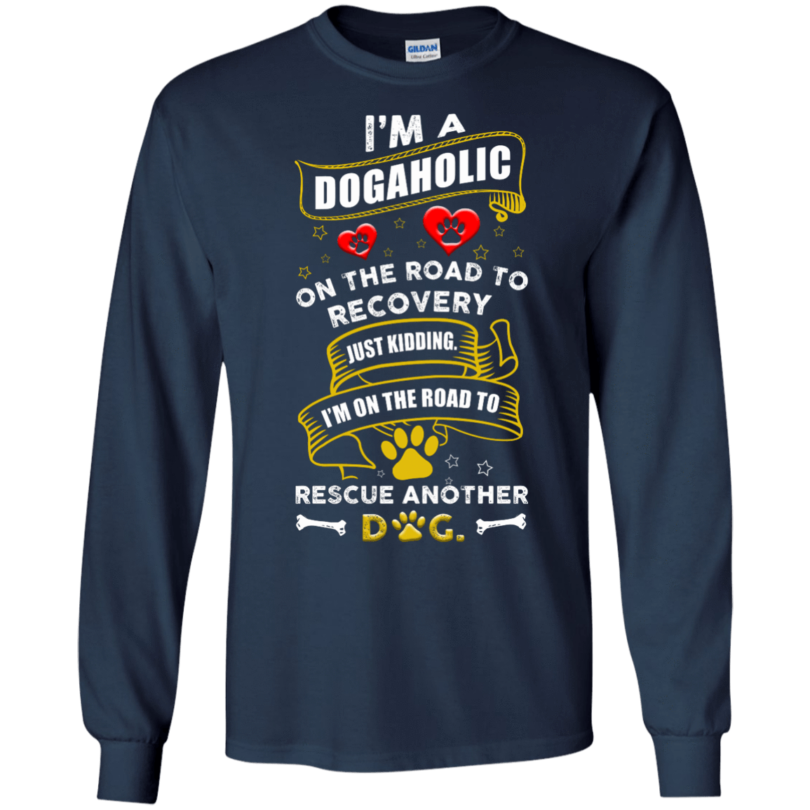 I'm A Dogaholic-T-Shirt & Hoodie-Long Sleeve T-Shirt-Navy