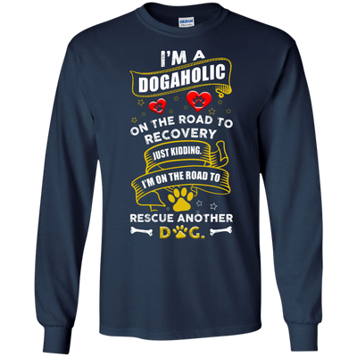 I'm A Dogaholic-T-Shirt & Hoodie-Long Sleeve T-Shirt-Navy