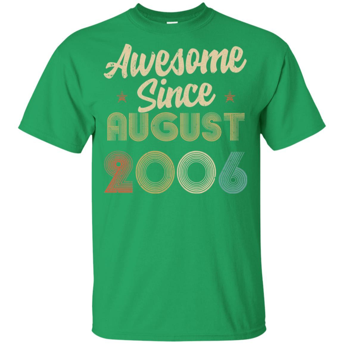 Awesome Since August 2006 Vintage 15th Birthday Gifts Youth-Youth Shirt-Youth T-Shirt-Irish Green