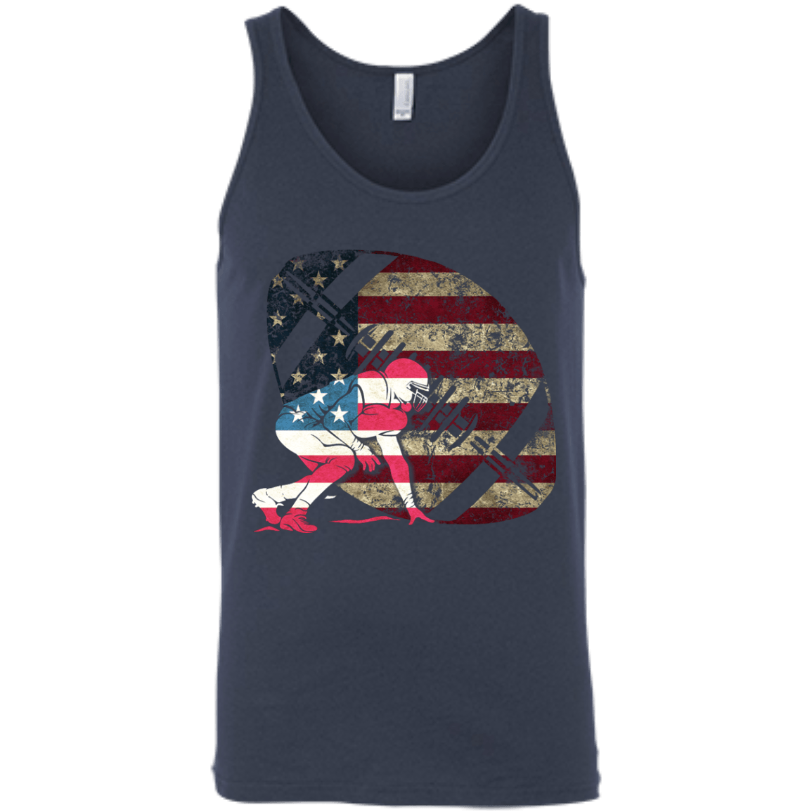 Tackle Football America Flag-T-Shirt & Hoodie-Unisex Tank-Navy