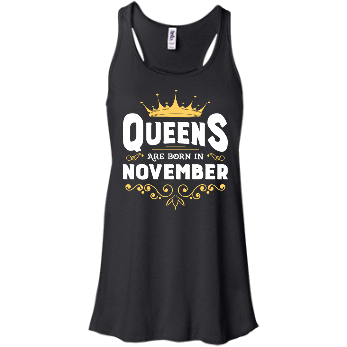 Queens Are Born In November-T-Shirt & Hoodie-Women's Flowy Racerback Tank-Black