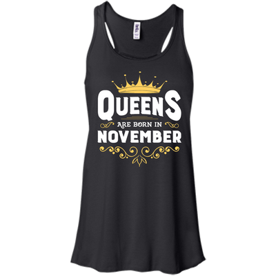 Queens Are Born In November-T-Shirt & Hoodie-Women's Flowy Racerback Tank-Black