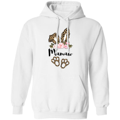 Flower Leopard Bunny Mamaw Easter Day Women Gifts-T-Shirt & Hoodie-Pullover Hoodie-White