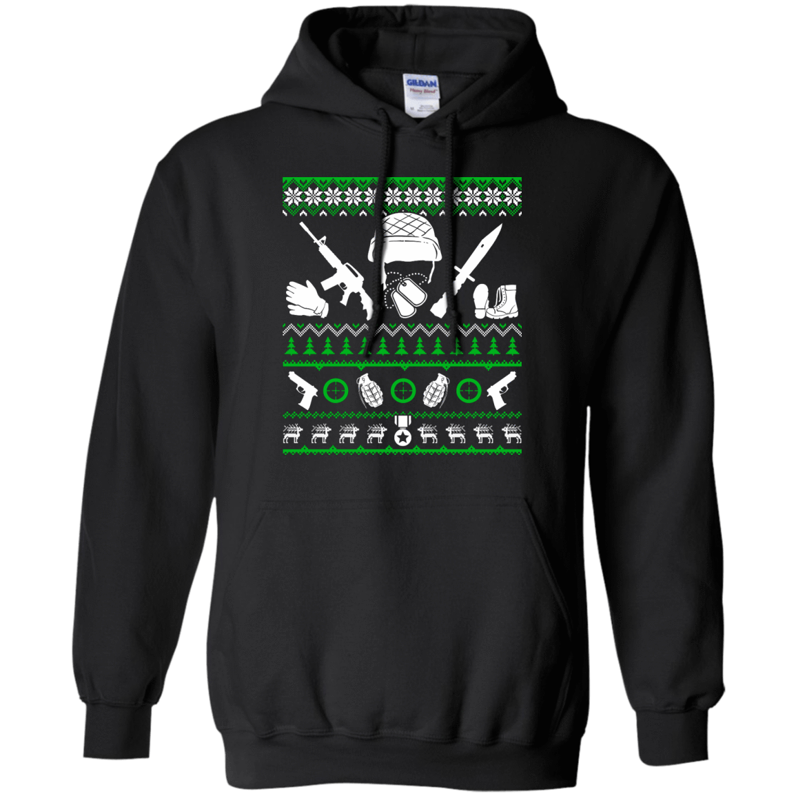 Veteran Christmas Sweater-T-Shirt & Hoodie-Pullover Hoodie-Black