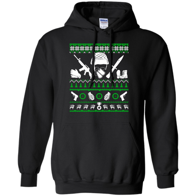 Veteran Christmas Sweater-T-Shirt & Hoodie-Pullover Hoodie-Black