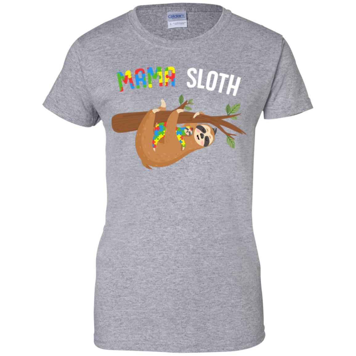 Mama Sloth Autism Awareness Mom Gift-T-Shirt & Hoodie-Women's T-Shirt-Sport Grey