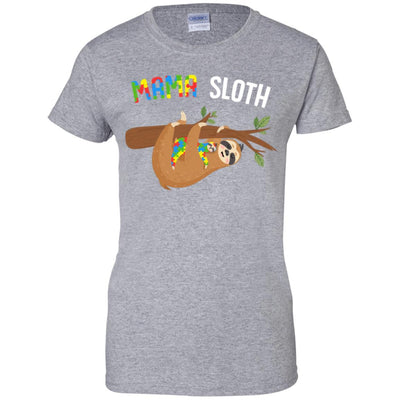 Mama Sloth Autism Awareness Mom Gift-T-Shirt & Hoodie-Women's T-Shirt-Sport Grey