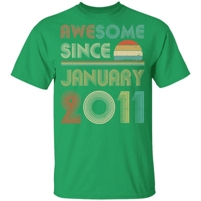 Awesome Since January 2011 Vintage 10th Birthday Gifts Youth-Youth Shirt-Youth T-Shirt-Irish Green