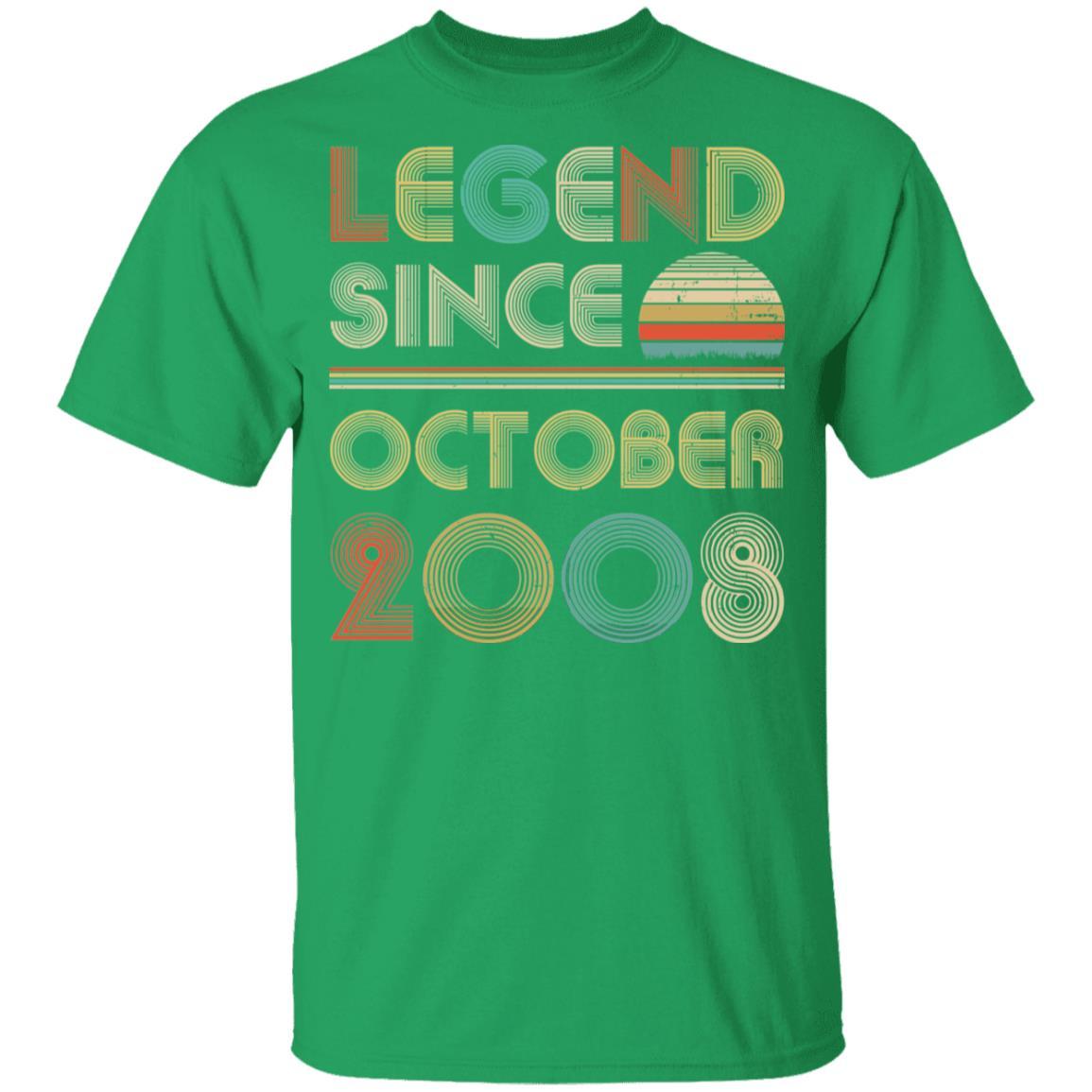 Legend Since October 2008 Vintage 13th Birthday Gifts Youth-Youth Shirt-Youth T-Shirt-Irish Green