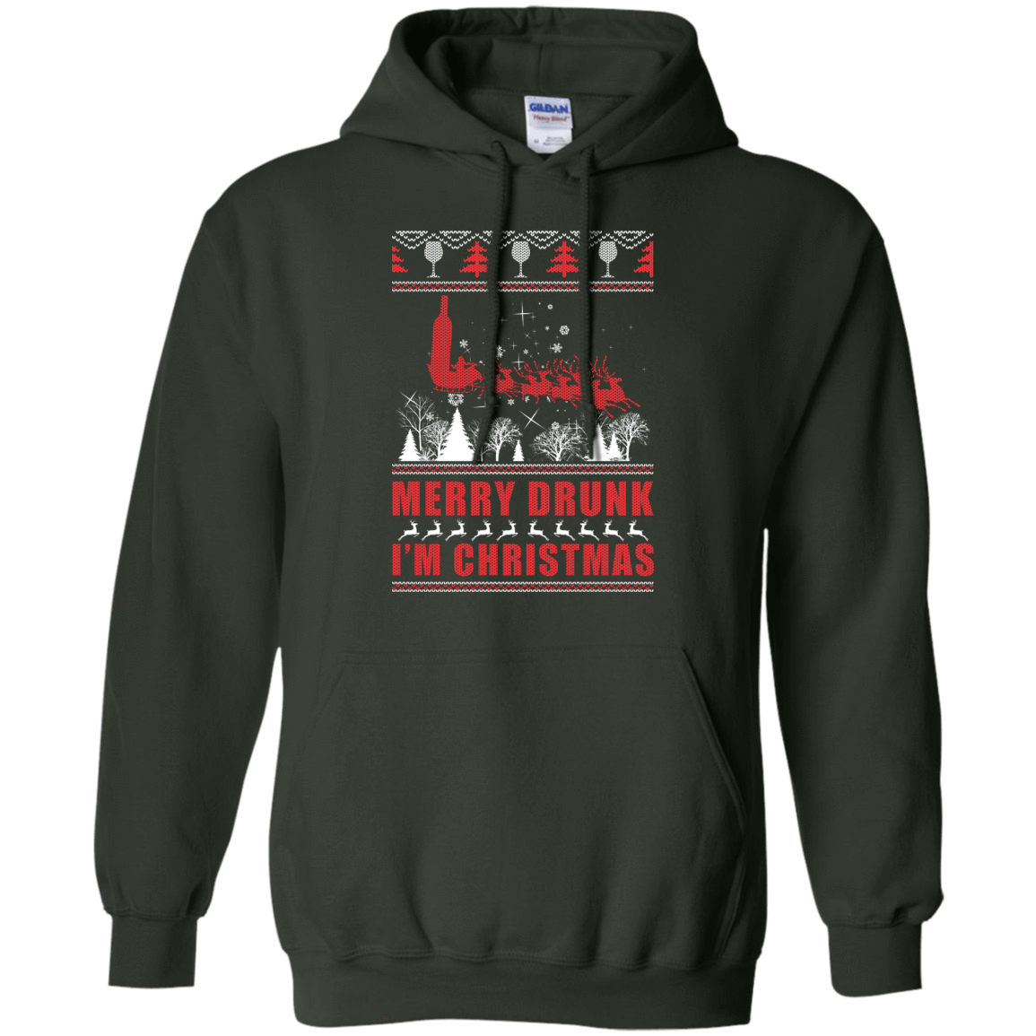 Merry Drunk I'm Christmas-T-Shirt & Hoodie-Pullover Hoodie-Forest Green