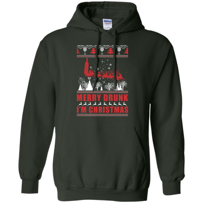 Merry Drunk I'm Christmas-T-Shirt & Hoodie-Pullover Hoodie-Forest Green