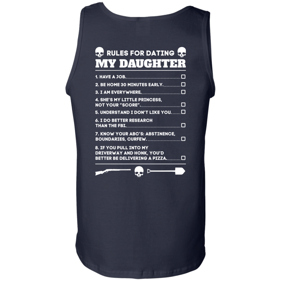 Rules For Dating My Daughter Funny-T-Shirt & Hoodie-Unisex Tank-Navy