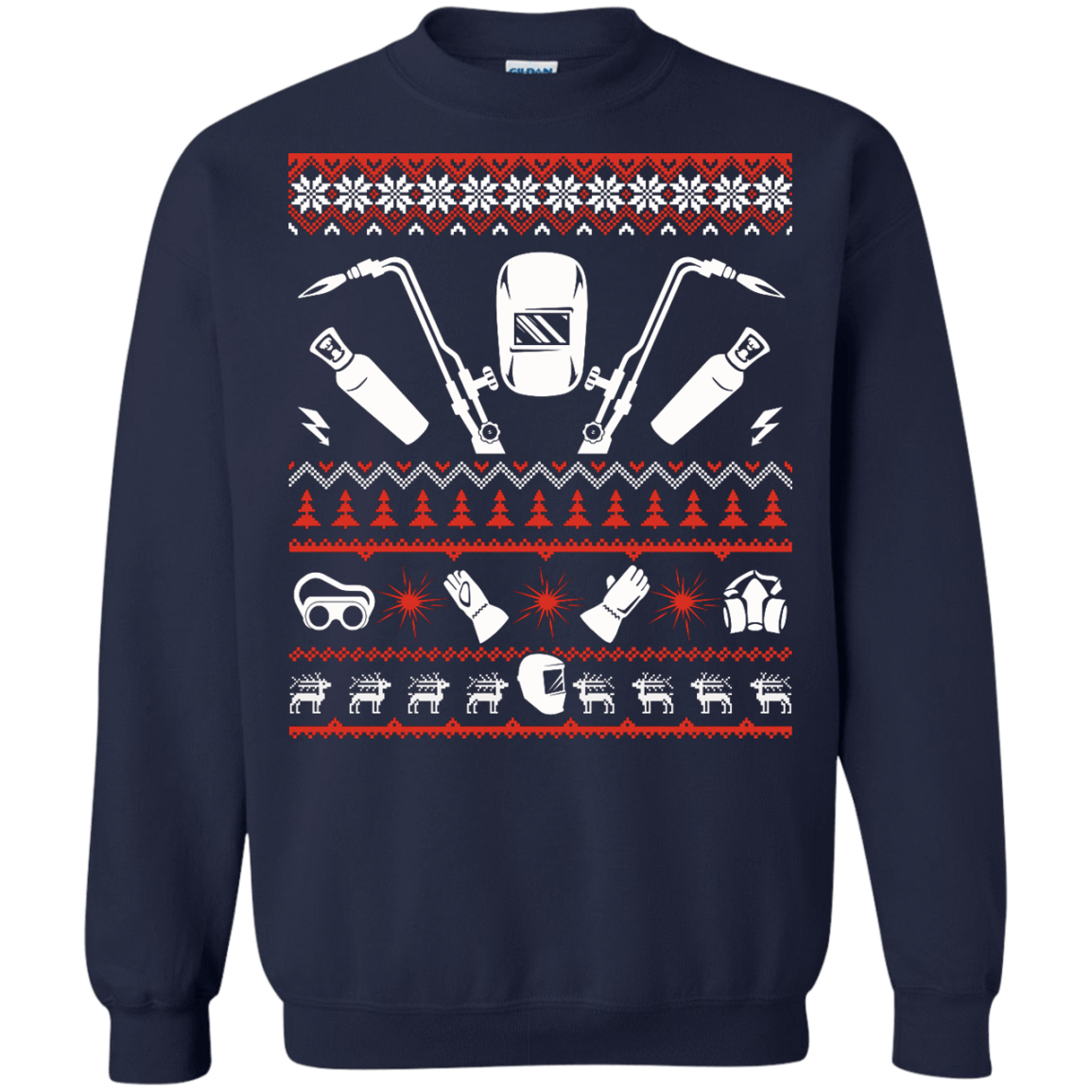 Welder Christmas Sweater-T-Shirt & Hoodie-Crewneck Sweatshirt-Navy