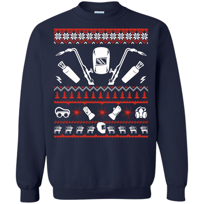 Welder Christmas Sweater-T-Shirt & Hoodie-Crewneck Sweatshirt-Navy