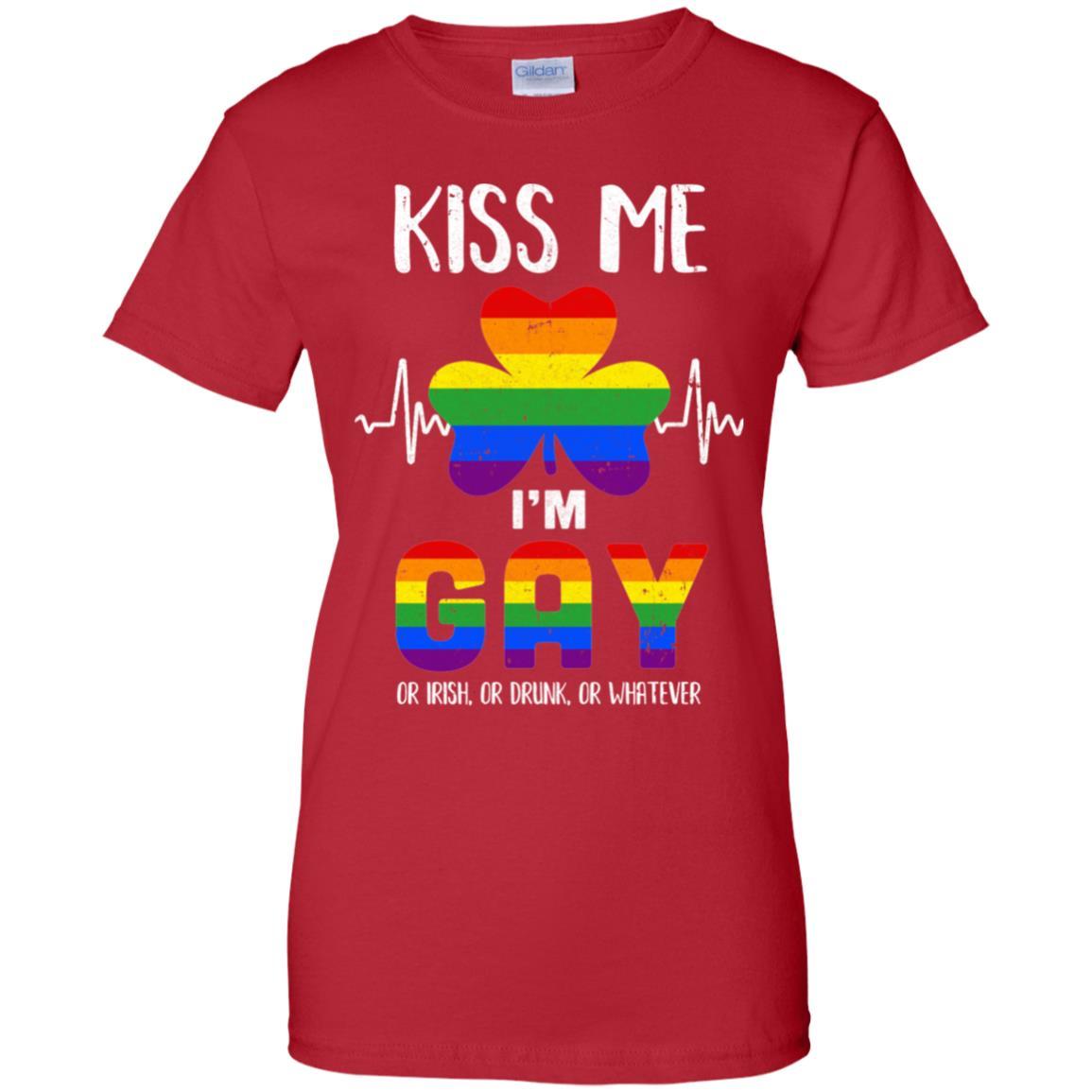 Kiss Me I'm Gay Or Irish Or Drunk St Patrick's Day-T-Shirt & Hoodie-Women's T-Shirt-Red