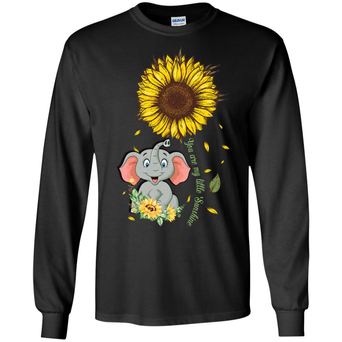You Are My Little Sunshine Sunflower Elephant-T-Shirt & Hoodie-Long Sleeve T-Shirt-Black