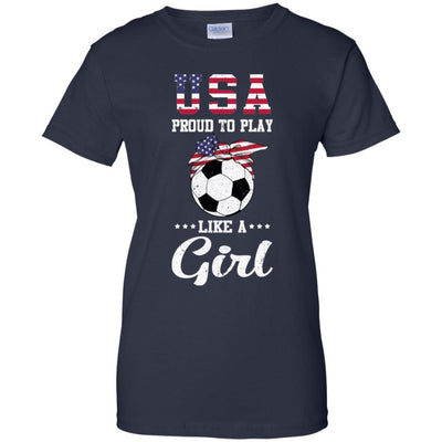 Usa Proud To Play Like A Girl Soccer Football-T-Shirt & Tank Top-Women's T-Shirt-Navy