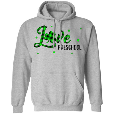 St Patricks Day Gift Preschool Teacher Plaid Shamrock-T-Shirt & Hoodie-Pullover Hoodie-Sport Grey