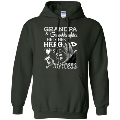 Grandpa & Granddaughter He Is Her Hero-T-Shirt & Hoodie-Pullover Hoodie-Forest Green