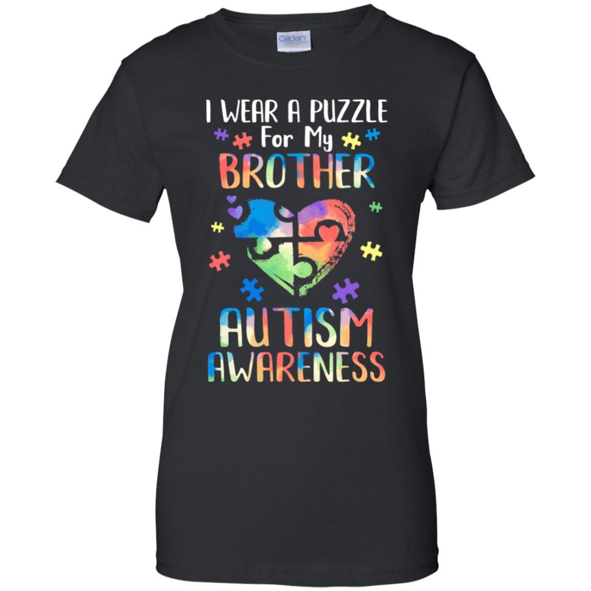 I Wear A Puzzle For My Brother Autism Awareness-T-Shirt & Hoodie-Women's T-Shirt-Black