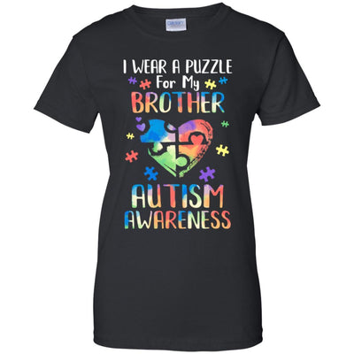 I Wear A Puzzle For My Brother Autism Awareness-T-Shirt & Hoodie-Women's T-Shirt-Black
