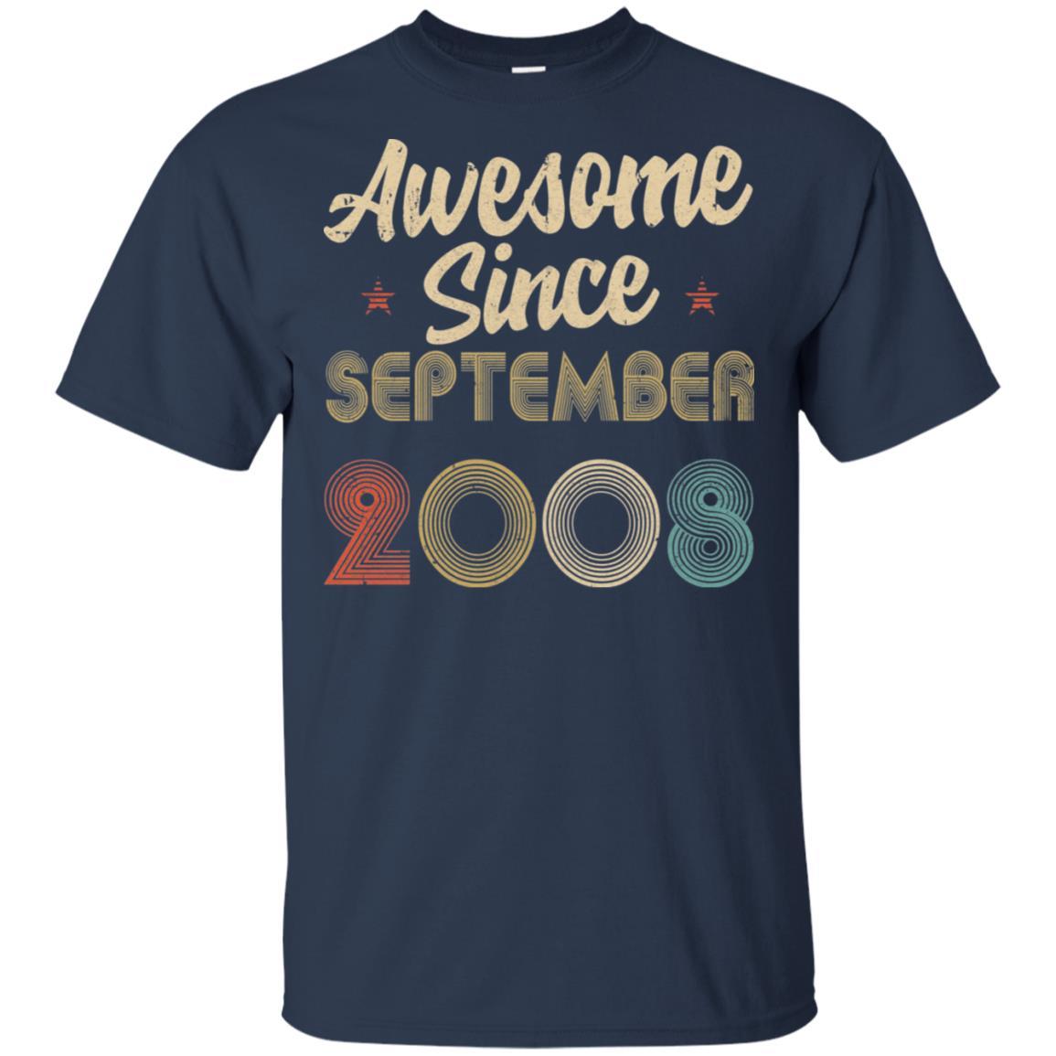 Awesome Since September 2008 Vintage 13th Birthday Gifts-T-Shirt & Hoodie-Classic T-Shirt-Navy