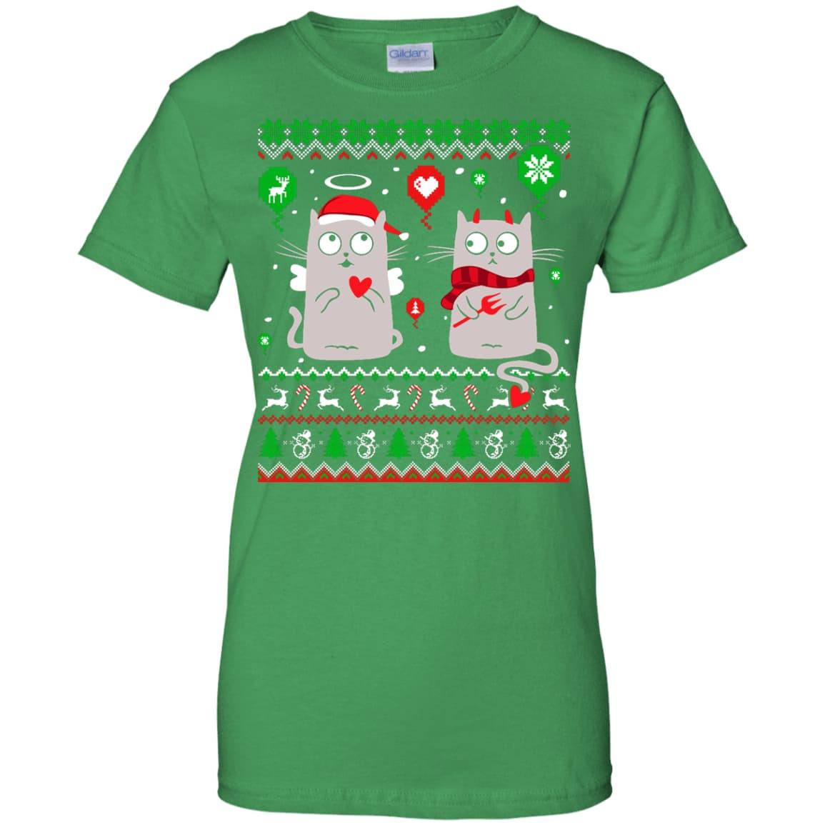 Halo Halo Christmas Cat Lover-T-Shirt & Hoodie-Women's T-Shirt-Irish Green