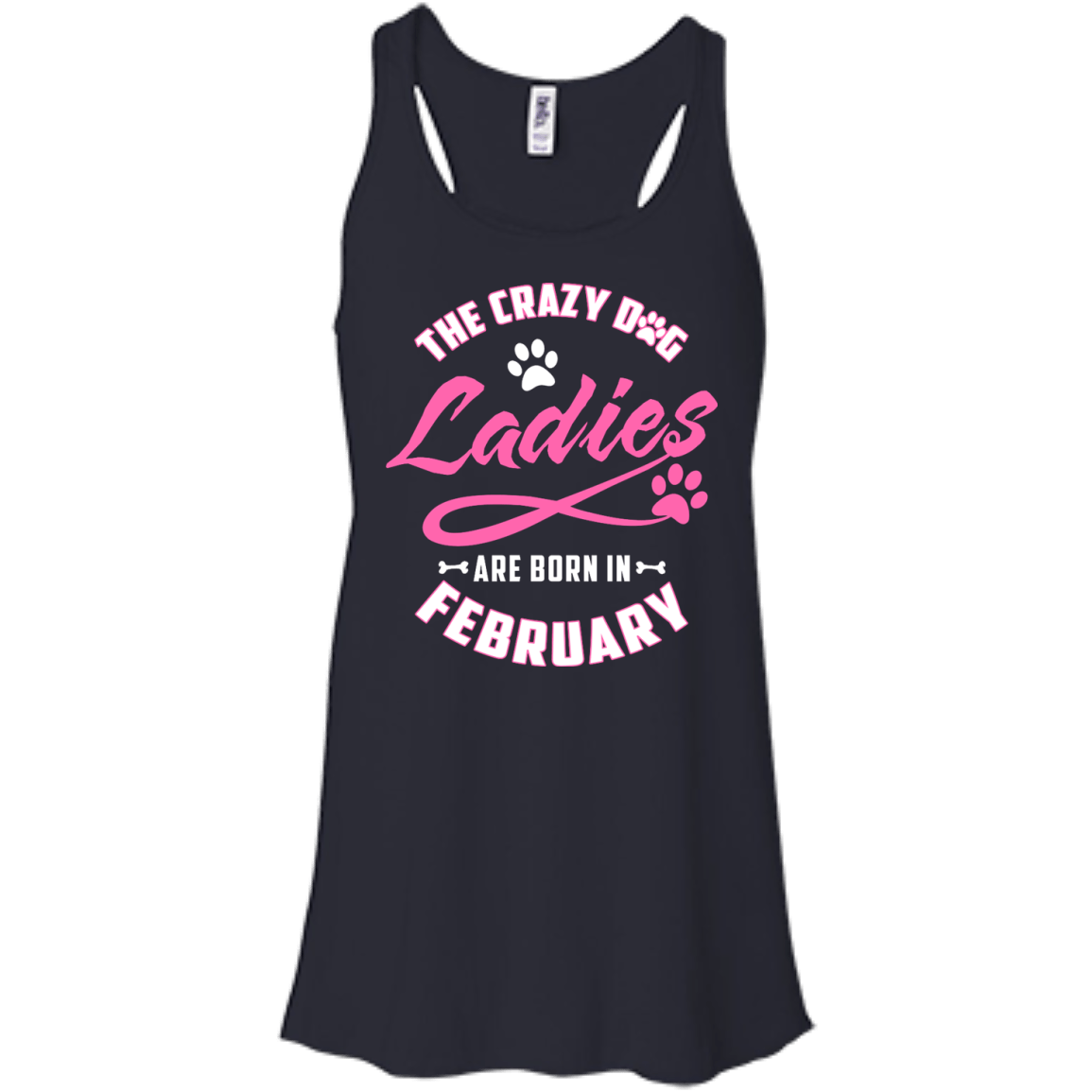 The Crazy Dog Ladies Are Born In February-T-Shirt & Hoodie-Women's Flowy Racerback Tank-Midnight