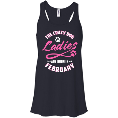 The Crazy Dog Ladies Are Born In February-T-Shirt & Hoodie-Women's Flowy Racerback Tank-Midnight
